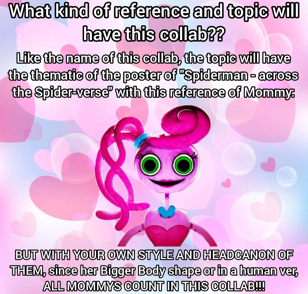 MommyLLFan's tweet photo. TOPIC AND RULES OF THE COLLAB!!
I just only need 18 participants more to finally arrive to the 30 participants!!
Hope see your coment.
#PoppyPlaytime #collab #artcollab #mommylonglegs #art #drawings #poppyplaytimechapter2 #PoppyPlaytimeCollab #PoppyPlaytimeart #mobentertaiment https://t.co/Luu6o1vPlg