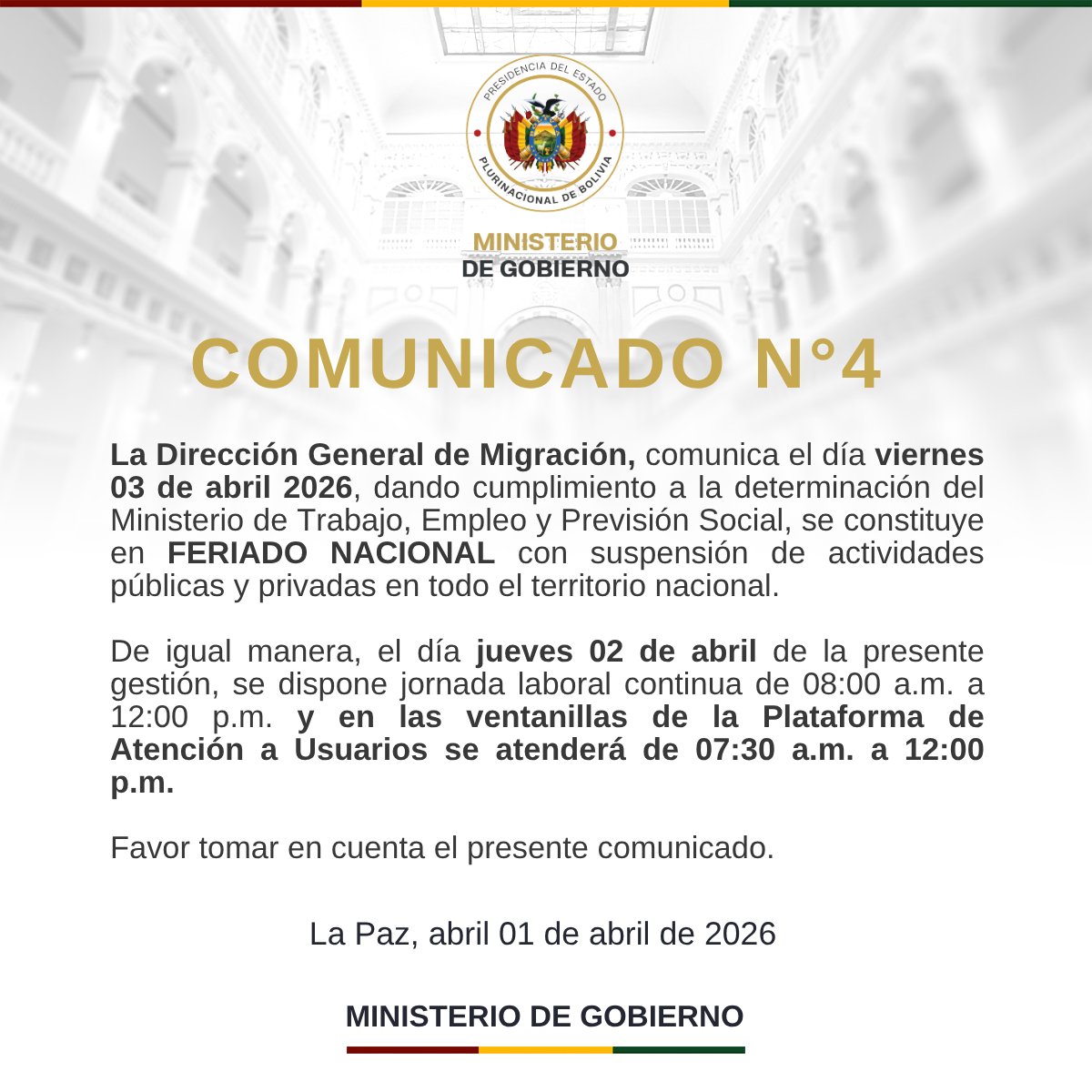 Dirección General de Migración Bolivia tweet media