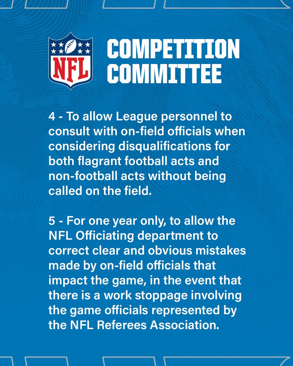 Here are the approved rule changes for the 2026 season
