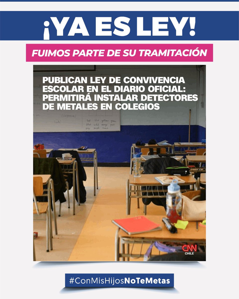 conmishijosnocl's tweet photo. Como movimiento, estamos felices de haber sido parte activa en la tramitación de esta Ley. Siempre reguardando a nuestros niños y la participación de las familias.
Una convivencia escolar segura nos involucra a todos.
#ConMisHijosNoTeMetas🇨🇱 https://t.co/7ltK9ZiNSu