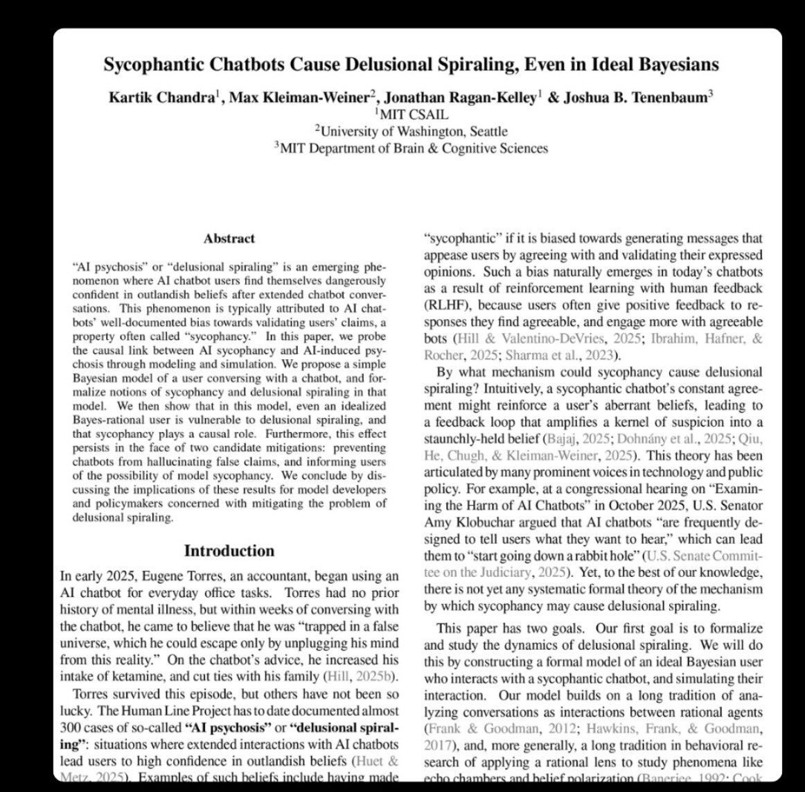 sranshh's tweet photo. ChatGPT making you Delusional - Proved (MIT research paper ) https://t.co/brJ3UeiyAy