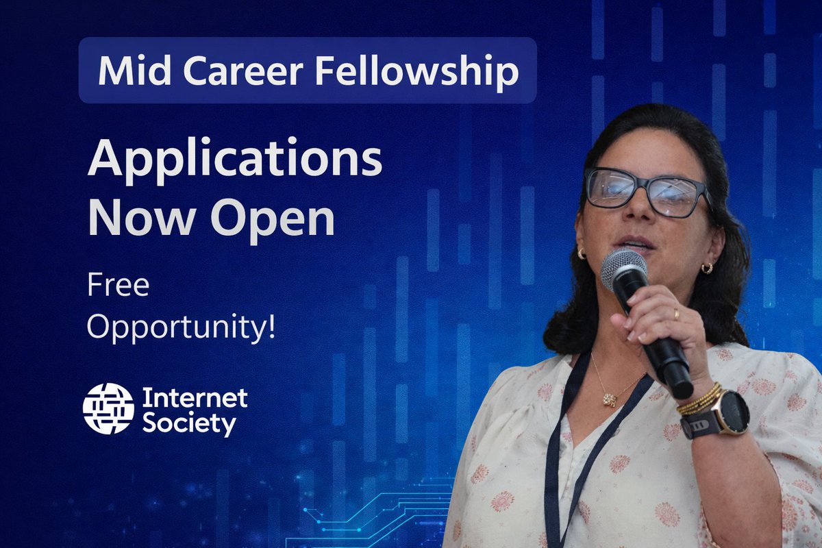 opportunitiesfy's tweet image. 🌍 Internet Society Fellowship 2026
🧠 Leadership + digital training
 🌐Global network
 📊Real-world learning
📅 Deadline: April 20, 2026
🔗 Apply: wp.me/p23f03-kmw
💡 Tip: Show leadership impact!
#Fellowship #Tech