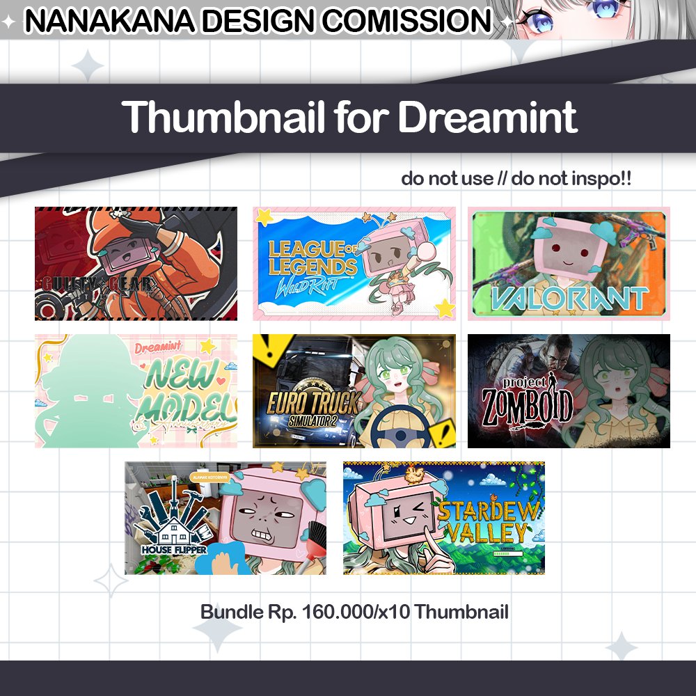 ♡ Comission Work ♡
—————
✦ Youtube Banner, Thumbnail Bundle
✦ client: @.Dreamint
thanks for the opportunity! <3
—————
⚠️please do not use, do not copy my design work!

Comms info:
◆ kananachizuvt.carrd.co

more sample: #nanakanaworks