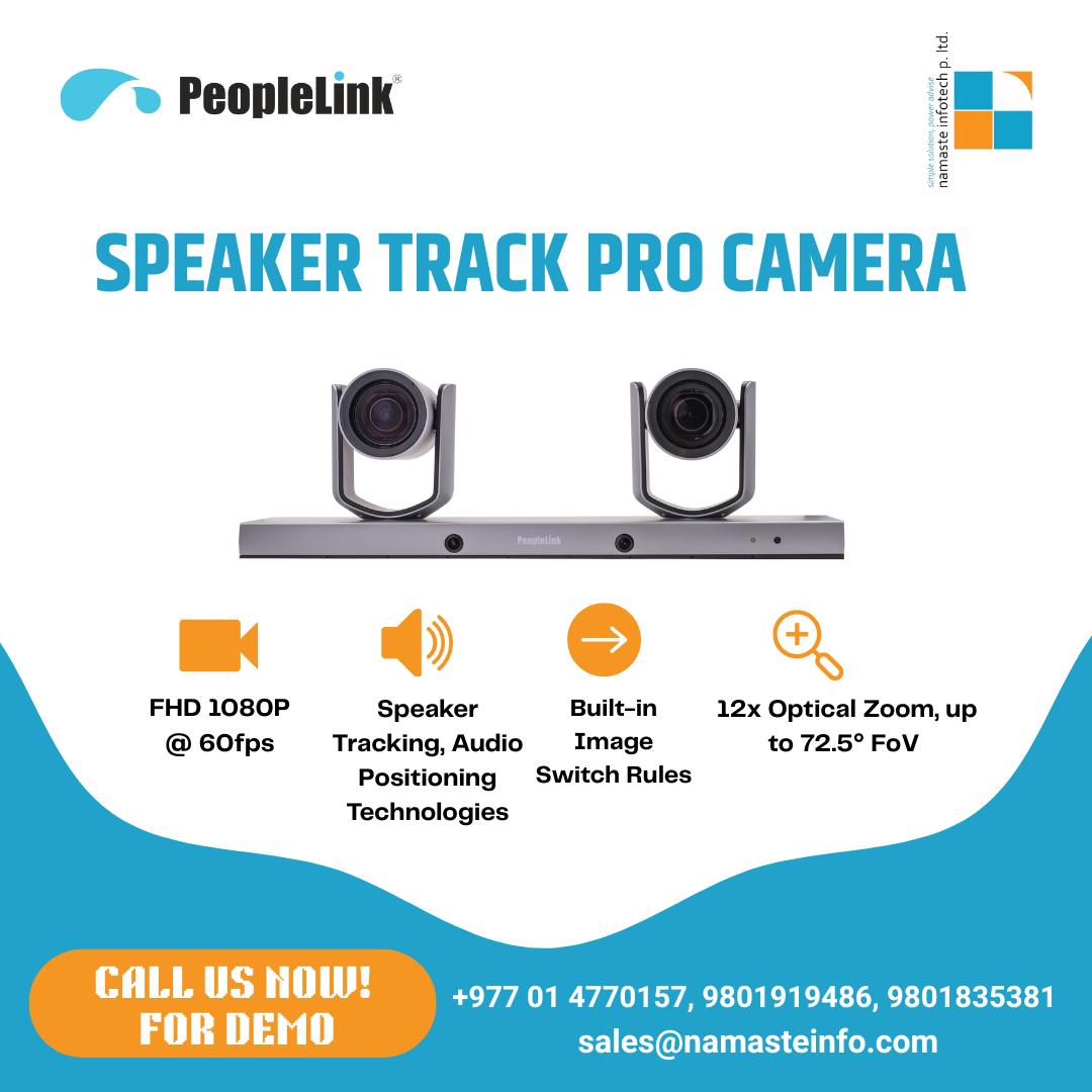 LtdNamaste's tweet image. PeopleLink Speaker Track camera helps to achieve an intelligent meeting experience, and it is implemented with both audio positioning and intelligent video analysis technologies. 

#namasteinfotech #SpeakerTrackPro #AutoTrackingCamera #AITracking #ConferenceCamera #SmartCamera