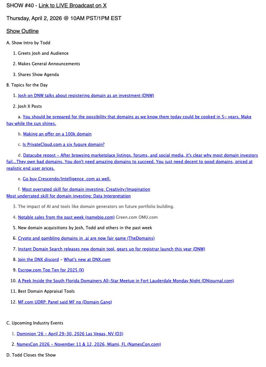 Thank you  Todd @abcproductions for the email, time reminder, and the outline.  We are on the move ..however will definitely be listening in on the DNXshow...👍 @Essential_DNs &amp; @TaryKettle 

And we are in and very much looking forward to @NamesCon in November in @MiamiFloridaCom