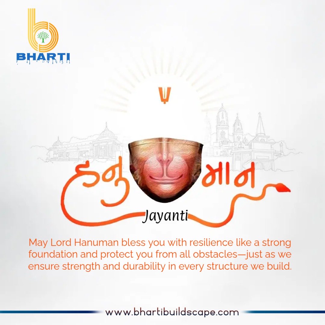 May Lord Hanuman bless you with resilience like a strong foundation and protect you from all obstacles—just as we ensure strength and durability in every structure we build. 🏗️

Bharti Buildscape Pvt. Ltd.
Innovation • Reliability • Vision