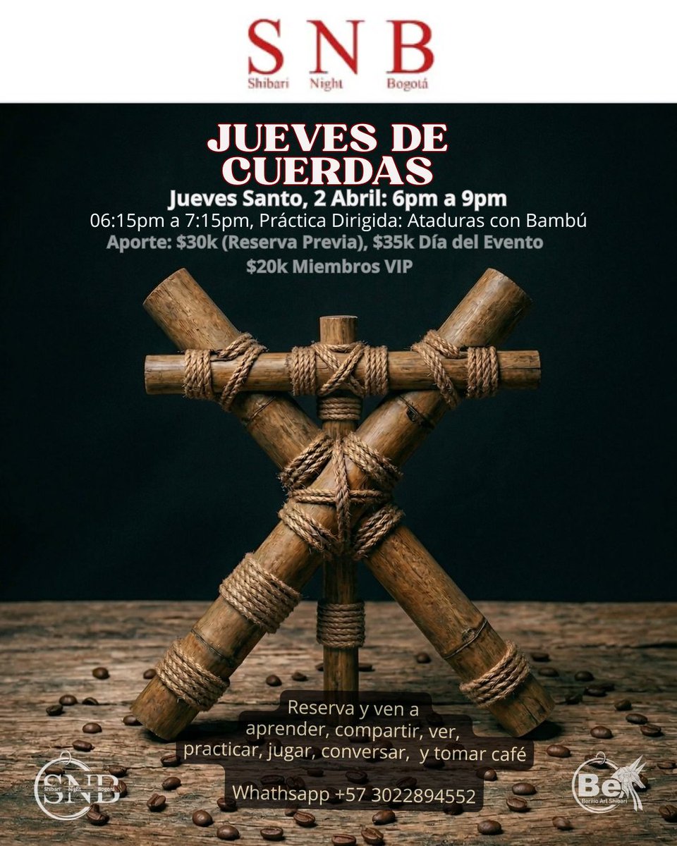 Jueves Santo Sacrilego, en Shibari Night Bogotá. Práctica de Bondage y Shibari. 6pm a 9pm. Info: forms.gle/Ff3q9ntiQTdHE3…
Whathsap 3022894552