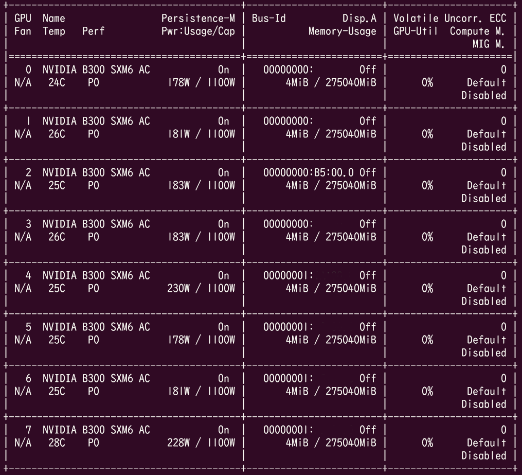 チューリング、4月からB300 GPUノードを本格的に利用開始しました。

288GB VRAMを持つBlackwell Ultraを活用し、自動運転AIの研究開発を加速させていきます