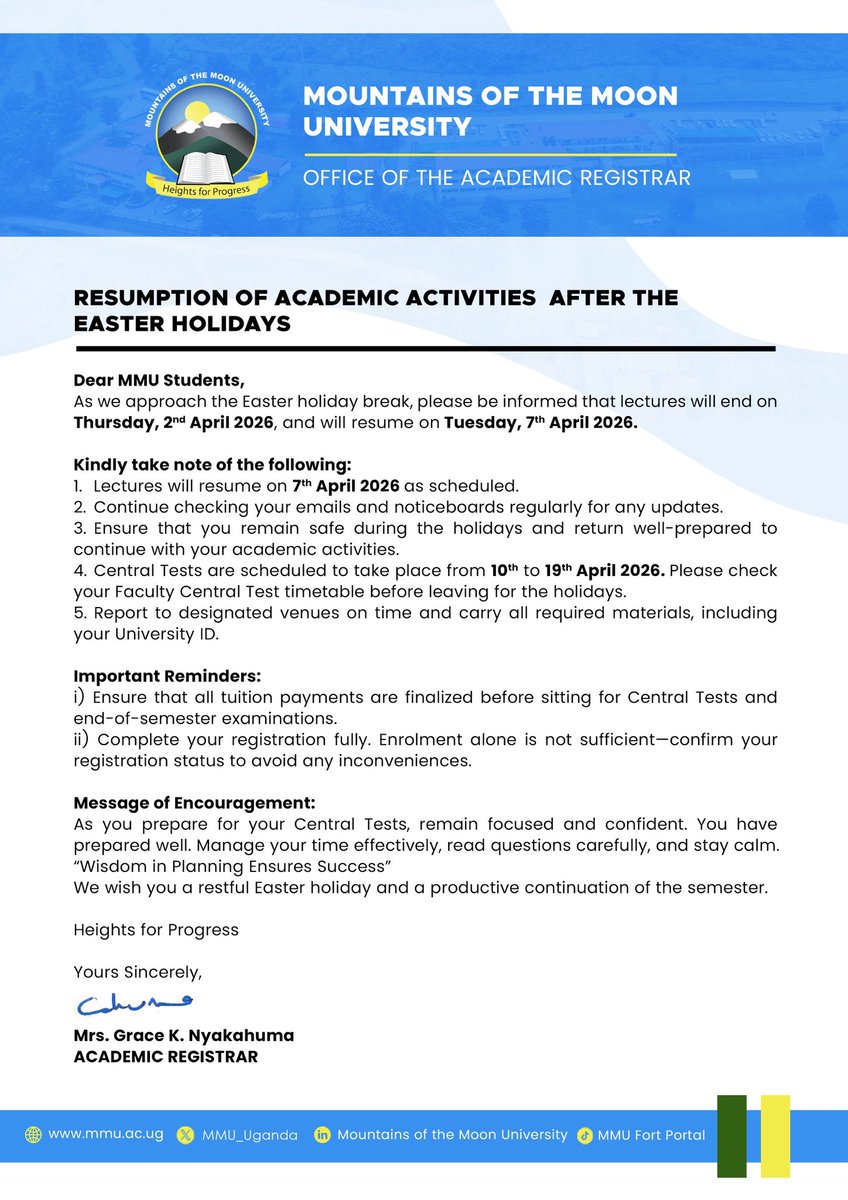 Resumption of MMU academic activities after the Easter Holidays