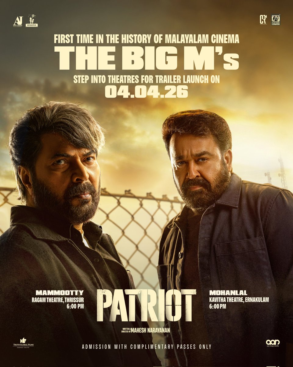Patriot Official Trailer Release !!

Kavitha Theatre , Ernakulam
4th April , 06:00 PM IST

Be there…
Because I’ll be there too 😊