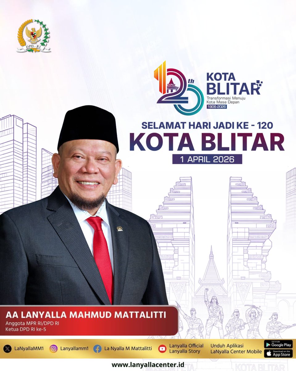 LaNyallaMM1's tweet image. Selamat Hari Jadi ke - 120 Kota Blitar 

@PemkotaBlitar 

#lanyalla #kotablitar #dpdri #dpdrijatim #lanyallaacademia