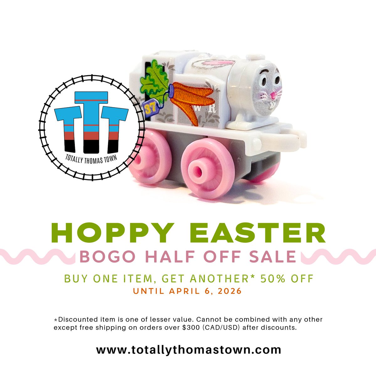 Hop Into Savings: BOGO 50% OFF 📷
Shop now at totallythomastown.com

#ttt #totallythomastown #thomasandfriends #thomasthetankengine #blackfridaydeals #sale #onlineshopping #onlineorder #smallbusiness #yvr