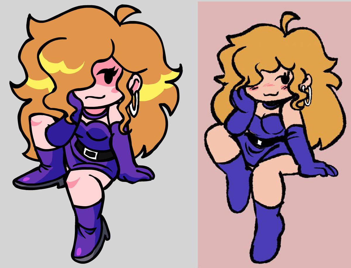 now i can show this, the original look for B-Side GF before DJ did edits and her lil concept art :]