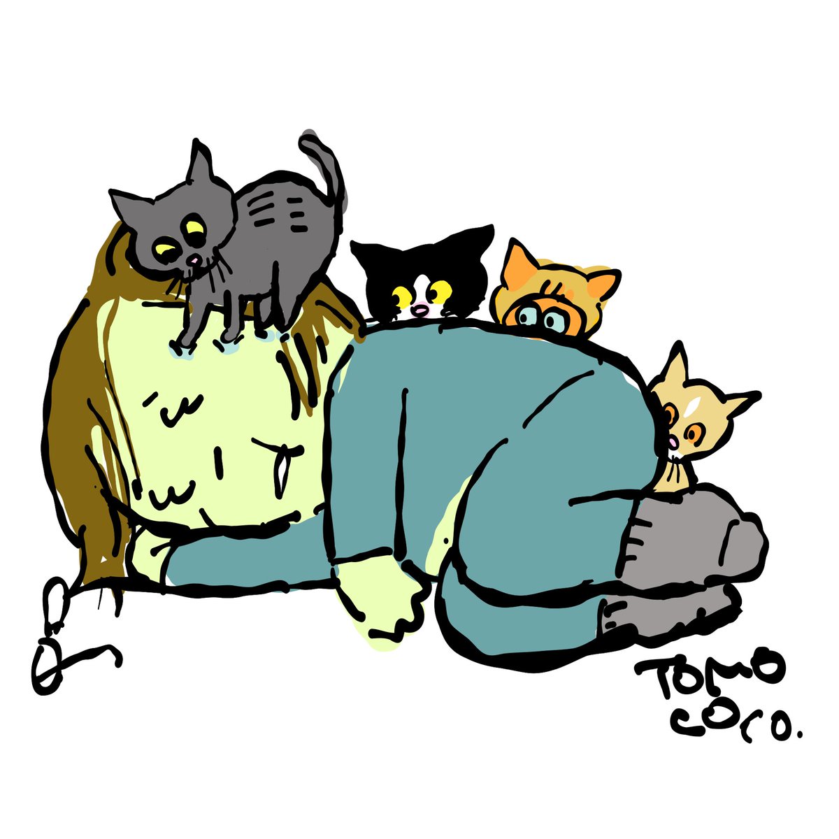 hacocolle's tweet photo. 調子悪くて寝てても
心配して見に来てくれる
うち猫
ほんと優しい
#イラスト
#ねこ
#tomococo https://t.co/jR4onXP2Uh