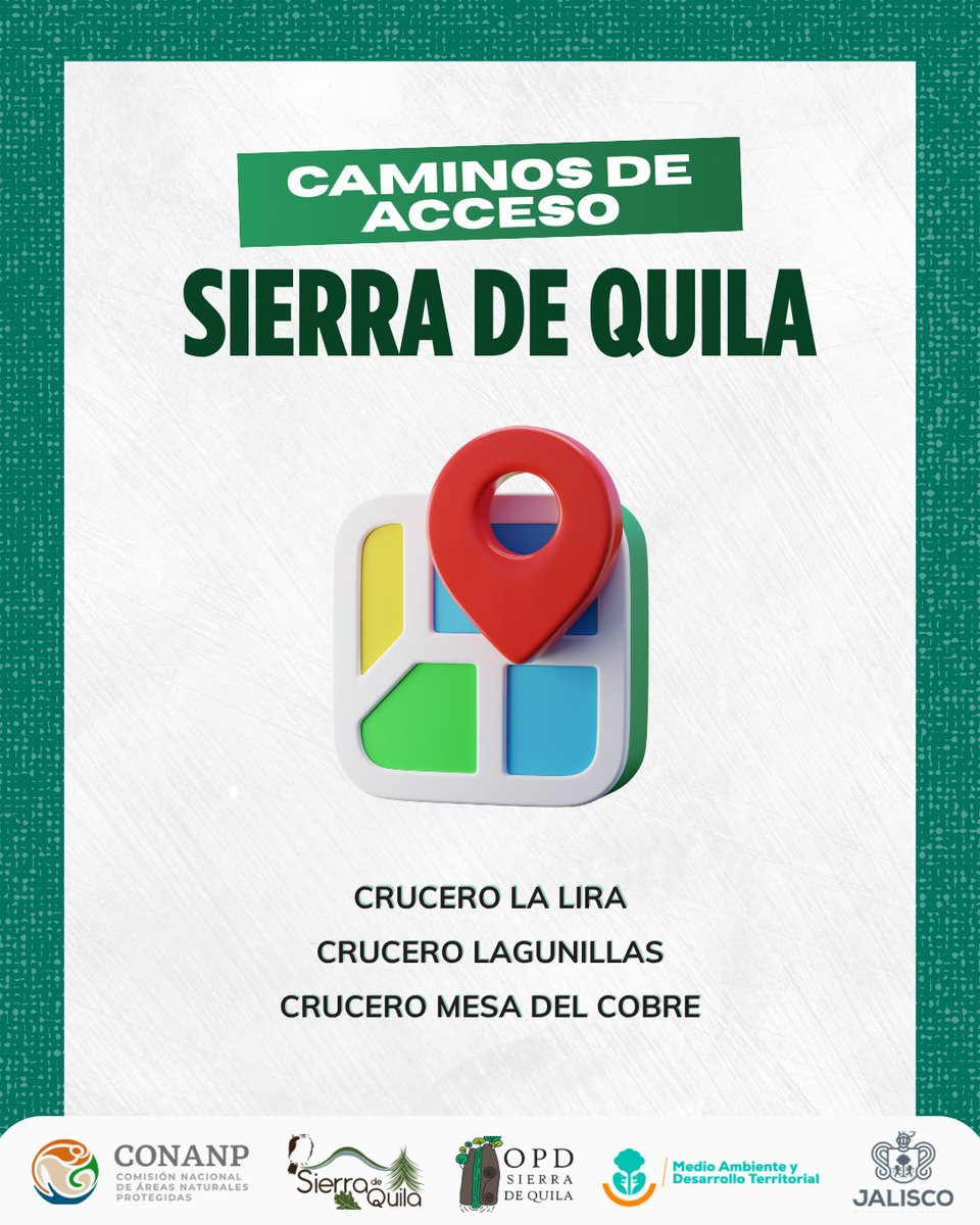 Durante esta semana Santa, si visitas #SierraDeQuila considera los siguientes caminos de acceso.

#SierraDeQuila #VisitantesResponsables #TodosSomosSierradeQuila