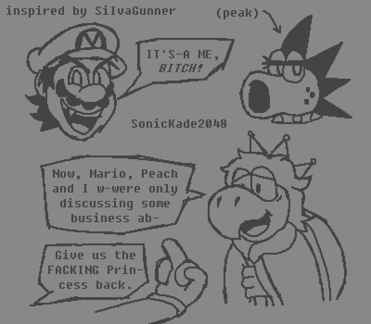 Mariofell, anyone? (quick doodles)

#SiIvaGunner #SuperMario #AU