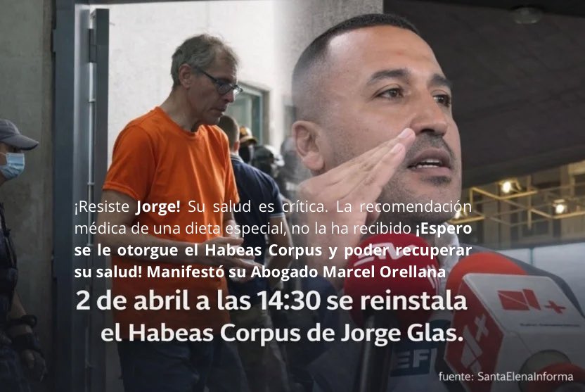 ¡A estar atento! Mañana se reinstala la audiencia de Habeas Corpus Correctivo en favor de la salud de <a href="/JorgeGlas/">Jorge Glas</a> <a href="/MashiRafael/">Rafael Correa</a>