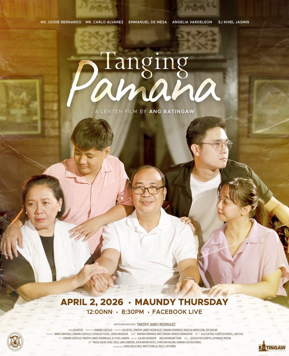 angbatingaw_'s tweet photo. Ngayong Abril 2, 2026, tunghayan ang kauna-unahang maikling pelikula ng Ang Batingaw na pinamagatang 𝐓𝐀𝐍𝐆𝐈𝐍𝐆 𝐏𝐀𝐌𝐀𝐍𝐀.

🕛𝟏𝟐:𝟎𝟎𝐍𝐍 𝐚𝐭 𝟖:𝟑𝟎𝐏𝐌 𝐬𝐚 𝐀𝐧𝐠 𝐁𝐚𝐭𝐢𝐧𝐠𝐚𝐰 𝐬𝐨𝐜𝐢𝐚𝐥 𝐦𝐞𝐝𝐢𝐚 𝐩𝐚𝐠𝐞𝐬
📺𝟐:𝟎𝟎𝐏𝐌 𝐚𝐭 𝟗:𝟑𝟎 𝐏𝐌 𝐬𝐚 𝐓𝐕 𝐌𝐚𝐫𝐢𝐚 https://t.co/J56Zu41B6M