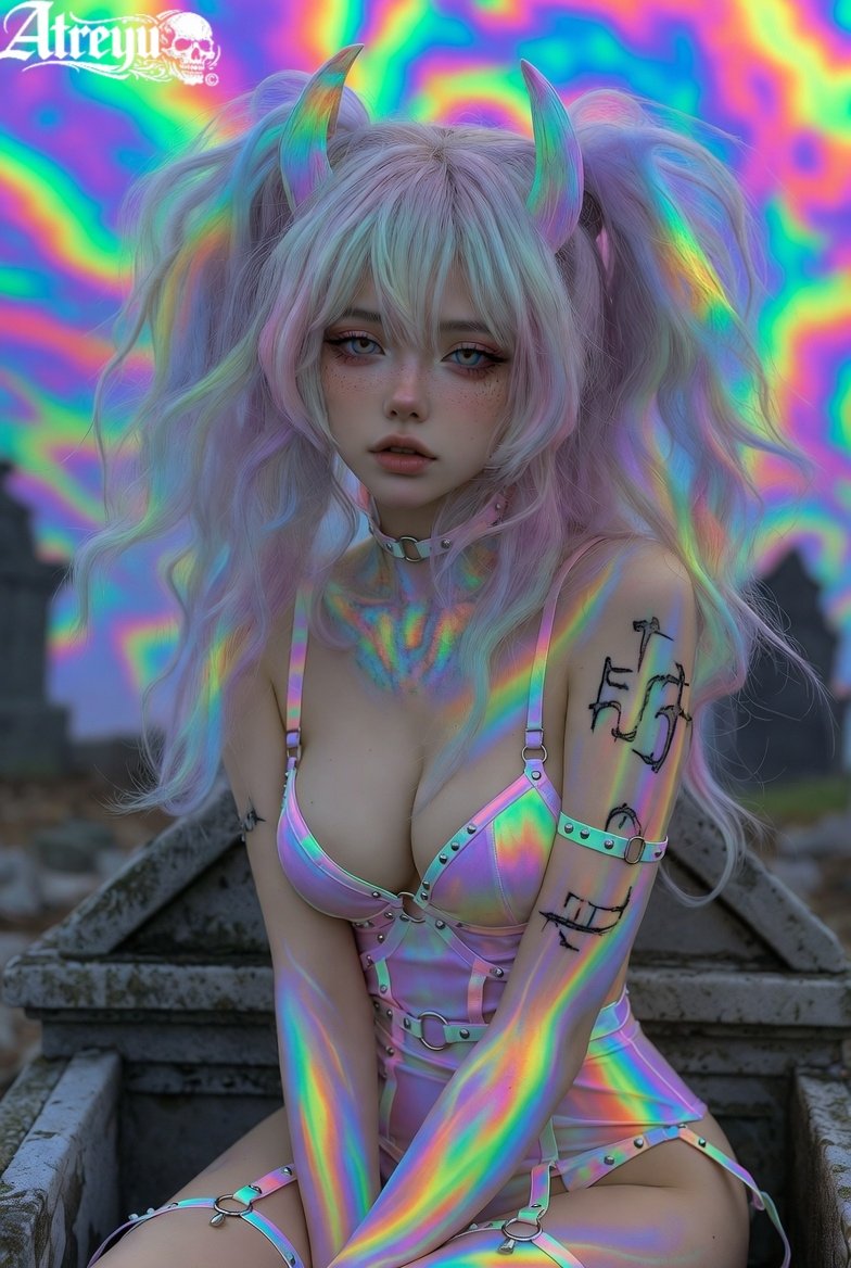 New Kawaii Pastel tie dye Demon Goddess