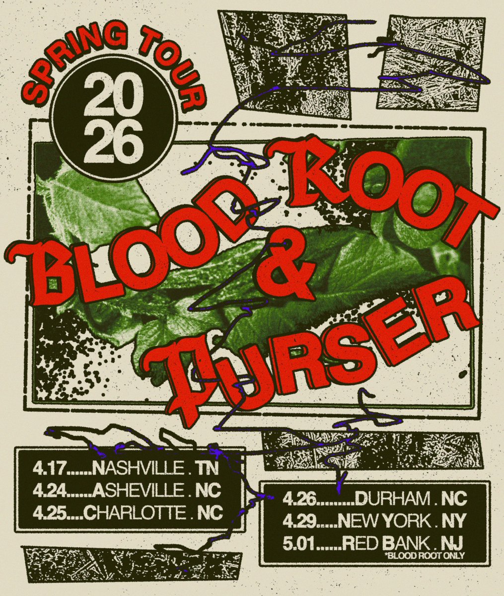 bloodxroot's tweet photo. going on tour with @pursermusic this month :-)

tickets on sale now! come see us!! <3

apr 17 - Nashville @ DRKMTTR
apr 24 - Asheville @ Fleetwood's
apr 25 - Charlotte @ The Sunroom (DIY venue)
apr 26 - Durham @ Rubies on Five Points
apr 29 - NYC @ Arlene's Grocery https://t.co/Mei1BZI9Ro