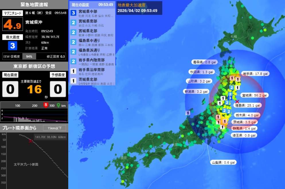 地震速報 tweet media