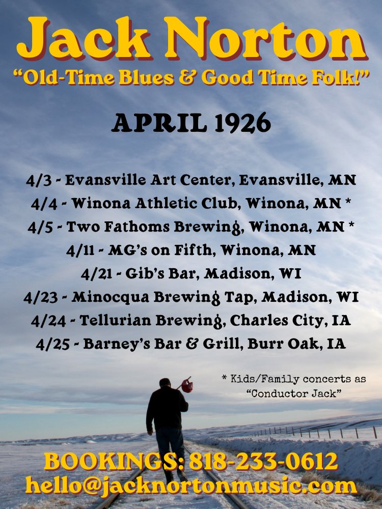 jacknortonmusic's tweet image. Pickin' and a grinnin' all over Minnesota, Iowa and Wisconsin this month - if the good Lord's willin' and the creek don't rise!! 🍻🎶 #musician #folkmusic #bluesmusician