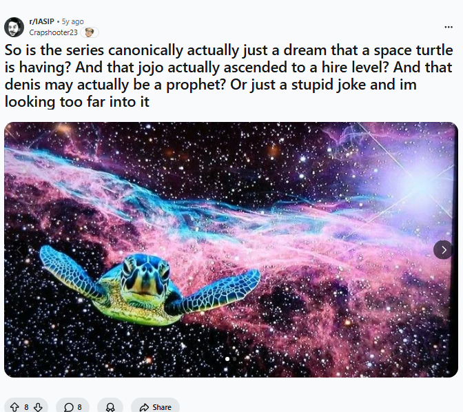 neon100xx's tweet photo. I found something really fucking good

Elon Musk has "It's Always Sunny In Space" in his banner right

I searched those exact words into Google and it is literally a Turtle meme in Space

There is literally deep lore behind it too

Links here - 
https://t.co/iUZwe2lPtN

https://t.co/GgaSC1d5hr

https://t.co/WM0agKfPKH