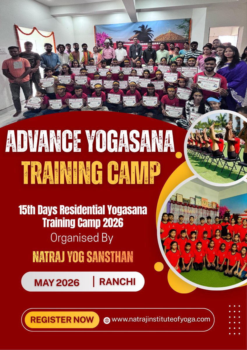 Natraj_Yog's tweet photo. Residential  Advance Yogasana Training Camp 
Registered Now -@7808475779 https://t.co/9BasKTt2Ov