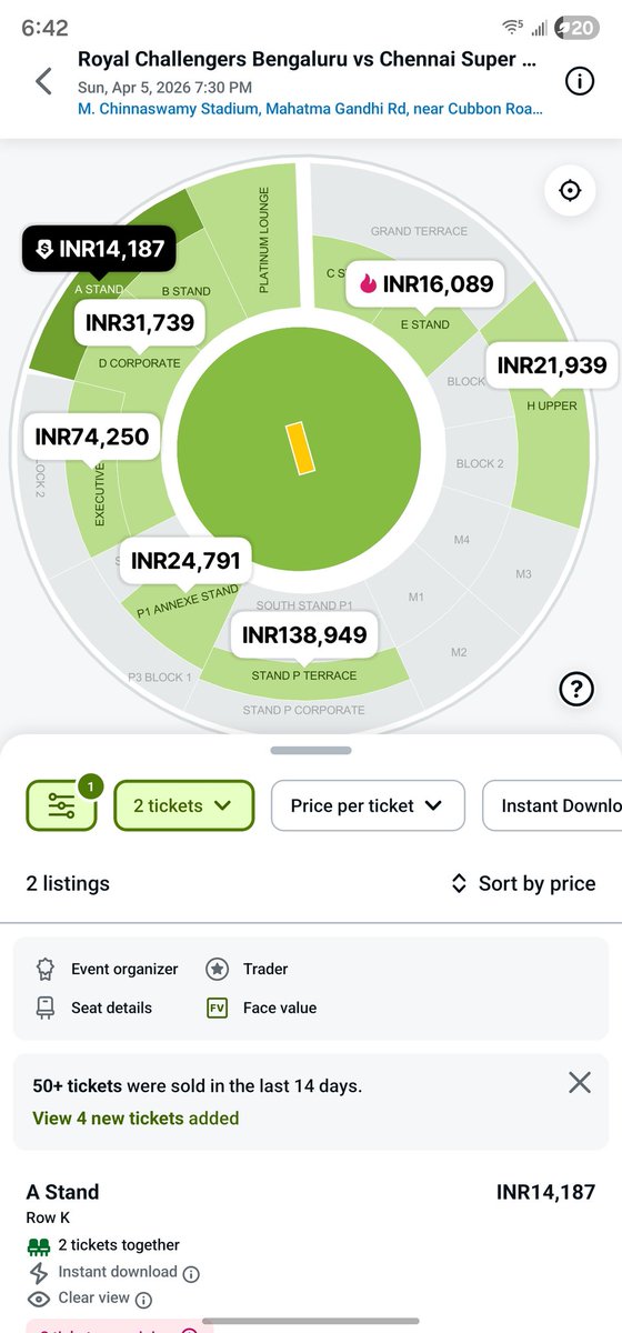 Adarshvs15's tweet photo. @Raghav_Dacchu @RCBTweets Tickets are being sold on viagogo https://t.co/hWKkHdtftk