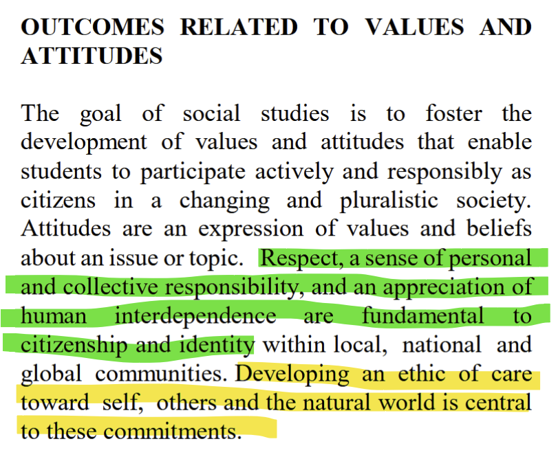 MsLutzmann's tweet image. Does the UCP government want teachers to be neutral, or does it want us to teach the curriculum?  This is straight out of the current, government-issued curriculum that they apparently want teachers to unwaveringly deliver.   #abed #abpoli #ableg