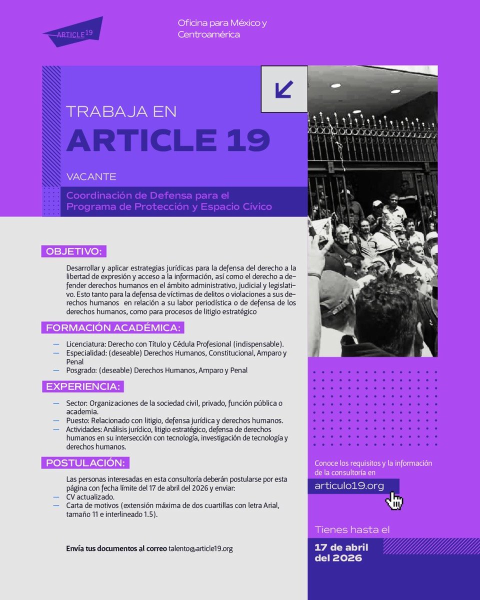 ARTICLE 19 México y Centroamérica tweet media