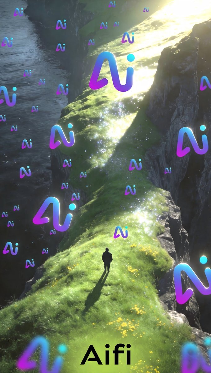 AiFiEco's tweet photo. Walking a glowing path between two cliffs. 

Every AiFi symbol lights up like fireflies in the dark. 

We’re no longer just using AI. 

We’re walking inside it. https://t.co/9uJKBvlg4B