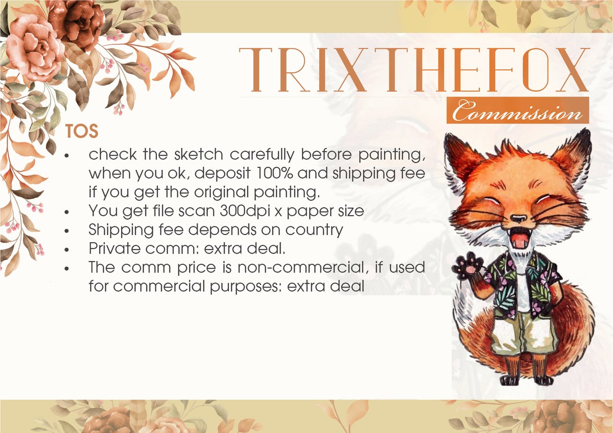 fox_trix's tweet photo. Hello, my waitlist for April is still open ^^/ here is my pricelist and TOS. https://t.co/2k7LULkHlH