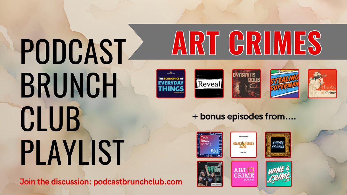 podcastbrunch's tweet photo. This month's #podcast playlist theme is ART CRIMES. Thanks to our Brooklyn chapter for putting this one together for us!
https://t.co/8gqGGCWlGr https://t.co/JYjL5fK20I