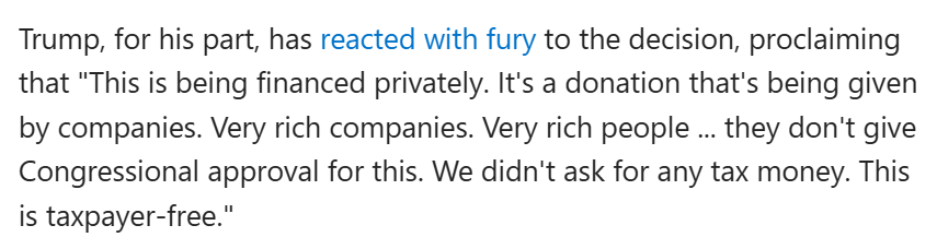 #DonOldShitler just doesn't get it, does he. Doesn't matter who's paying for it. What matters is who the building belongs to and it doesn't belong to <a href="/realdonaldtrump/">Donald J. Trump</a>. It's not his to decide. It's up to #Congress, under the law.  And he broke it.
bitl.to/5pH0