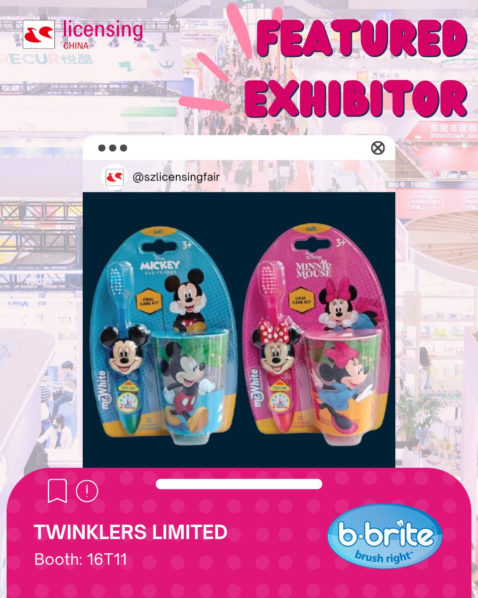 szlicensingfair's tweet photo. 【🌟#Highlight Exhibitor】
🌍 𝐀𝐫𝐞 𝐲𝐨𝐮 𝐫𝐞𝐚𝐝𝐲 𝐭𝐨 𝐩𝐥𝐚𝐲?
📢 Twinklers Limited is an innovator in the children's toothbrush industry, serving retailers, oral care licenses and brand makers worldwide.
🗓️ 9-11 April 2026
📌 Shenzhen https://t.co/ocfwe7oSvn