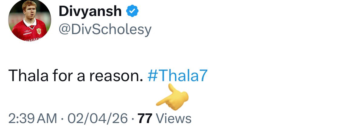 Scholesy18T's tweet photo. @AmeerHuBc @HPhobiaWatch Thala for a reason. #Thala7 💀 https://t.co/r4CjR3UcFA