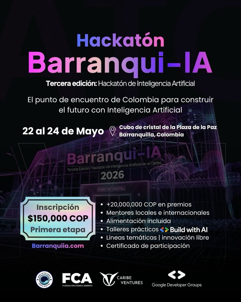 tatialzategof's tweet photo. Hace 2 años necesitabas saber código para crear un producto. Hoy no.

La IA cambió el juego.

Si tienes una idea real, en #BARRANQUIIA puedes convertirla en un MVP en un fin de semana.

No buscamos solo developers. Buscamos mentes que ejecuten.

🔗 https://t.co/L0xoyK0UAa https://t.co/6rhD9FQoQW