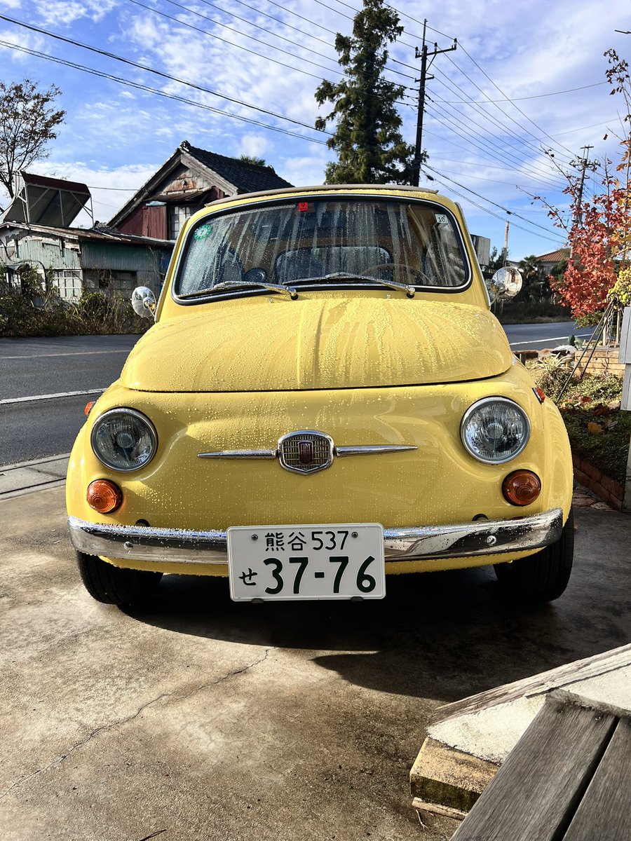 HowaSeiki's tweet photo. 何処にいるはずのイタリア人に届いて欲しい。
あなたが手放した元々ポジターノイエローのFIAT500LーF110は海を渡り、遠い日本でフルレストアされて今も元気に走り続けています！ https://t.co/lkBEibzvBL