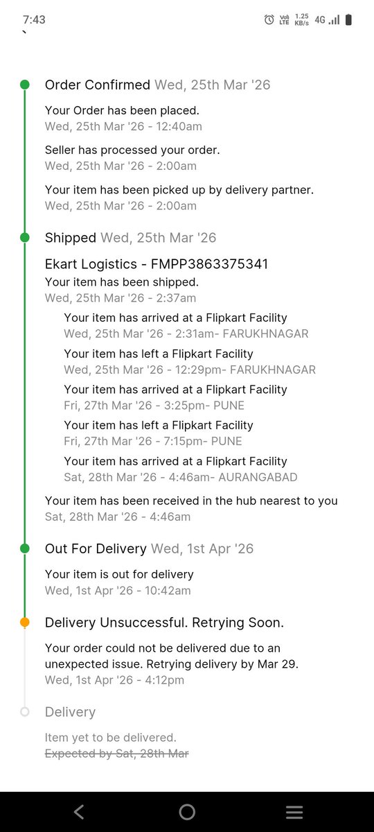 cmhaske40's tweet photo. Dear @Flipkart @flipkartsupport enough of April fool now since 28th Mar'26😬. Deliver my order ASAP. https://t.co/nd8WMoTHmu