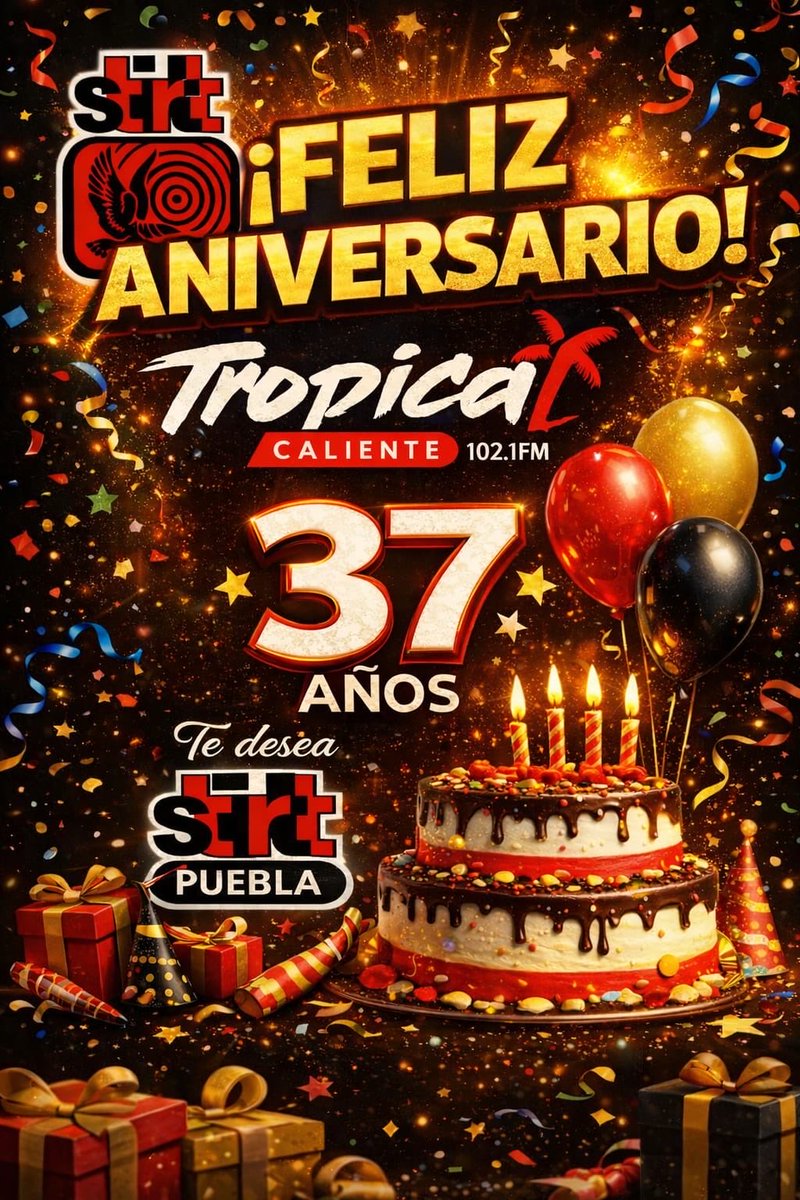 Felicitamos con reconocimiento su liderazgo y tradición en el género grupero, a <a href="/latropical102/">La Tropical Caliente</a> por 37 años de llevar alegría y entretenimiento a su audiencia. Seguros estamos que vienen más y mejores sorpresas de "La Estación Que Te Enciende". #STIRTT, #Puebla.