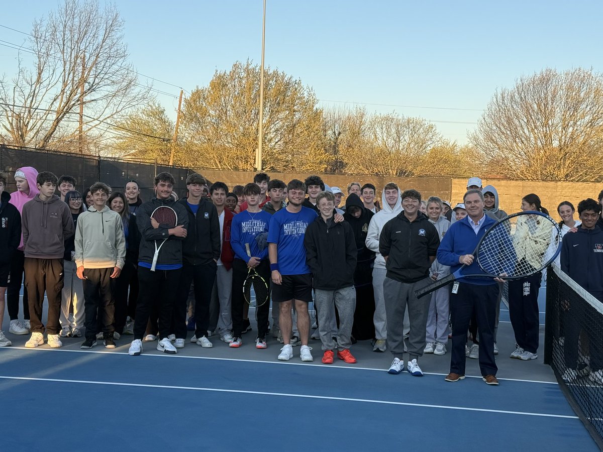 Frogman87's tweet image. Last week I had the privilege of giving the “first serve” at the MHS Tennis Invitational!   I truly appreciated the special tennis racket they provided!  It was an honor to give the ceremonial “first serve”! #MISDProud #InspiringExcellence