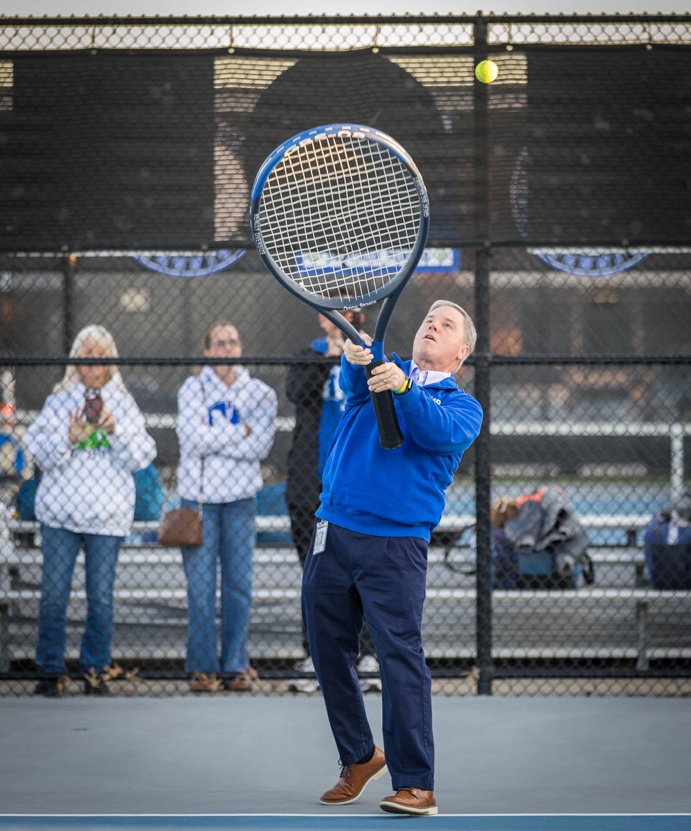 Frogman87's tweet image. Last week I had the privilege of giving the “first serve” at the MHS Tennis Invitational!   I truly appreciated the special tennis racket they provided!  It was an honor to give the ceremonial “first serve”! #MISDProud #InspiringExcellence