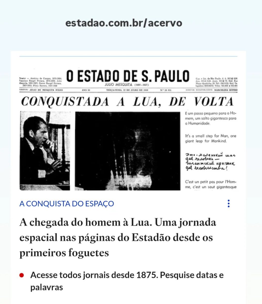 estadao.com.br/acervo A conquista da Lua nas páginas do Estadão 
estadao.com.br/acervo/a-chega…

#lua #moon #nasa