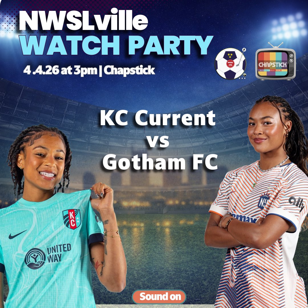 nwslville's tweet photo. Saturday plans 👀

Gotham FC heads to KC to take on the Current
🕒 3 PM
📍 Chapstick 37206
🔊 Sound ON

Come yell at the TVs with us ⚽️

#NWSL #GothamFC #KCCurrent #Nashville #MusicCity #NashvilleSoccer https://t.co/pJI8IkhmkW
