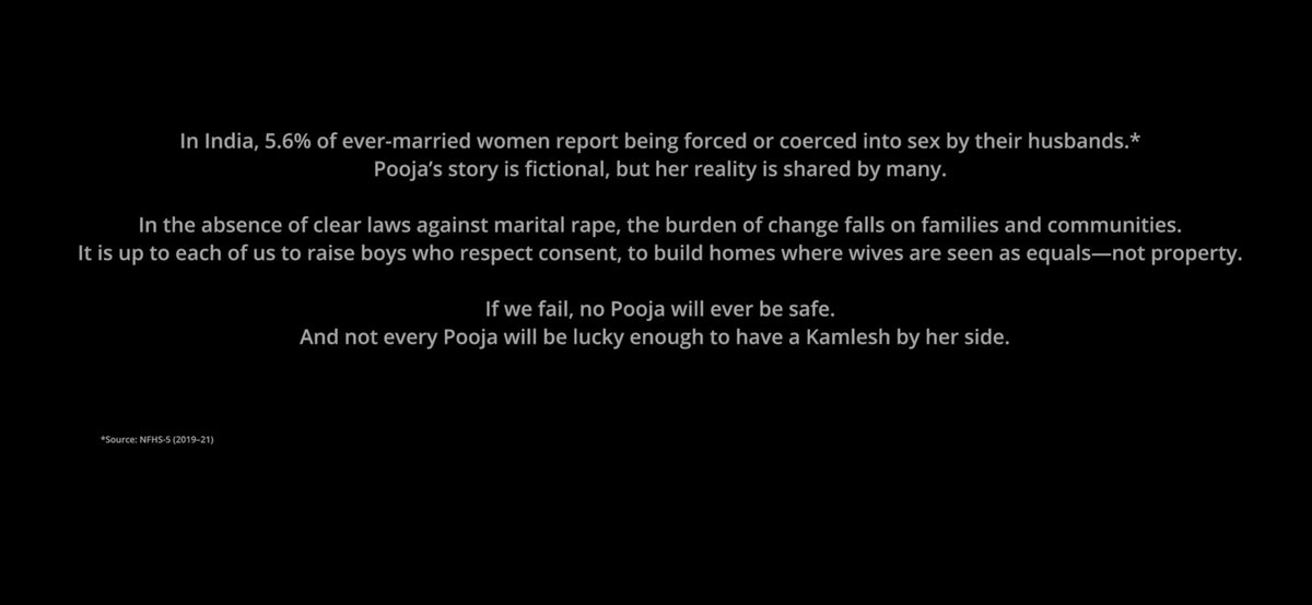 Crazy how they pushed the narrative that Chairaya showed 82% of wives face marital rape, when the show never said that. 

It actually cited that in India, about 5.6% of ever-married women report being forced or coerced into sex by their husbands. Which actually sounds true!!