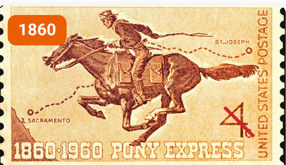 newsbreakerman's tweet photo. On this day in 1860, the Pony Express launched! Riders raced from St. Joseph, MO &amp; Sacramento,CA, slashing mail delivery time to 10 days across unforgiving terrain. Young heroes like Buffalo Bill Cody delivered Lincoln's election news—until the telegraph won.#PonyExpress #History https://t.co/kVWkIIsKYd