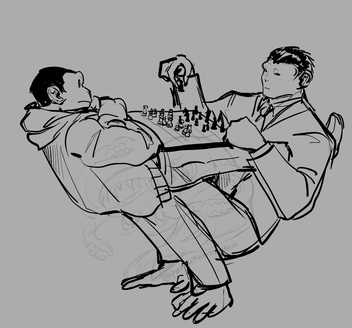 pengunumserdaw's tweet image. out of context two bros with lines art of mine  #DARWIN_INCIDENT #doodles