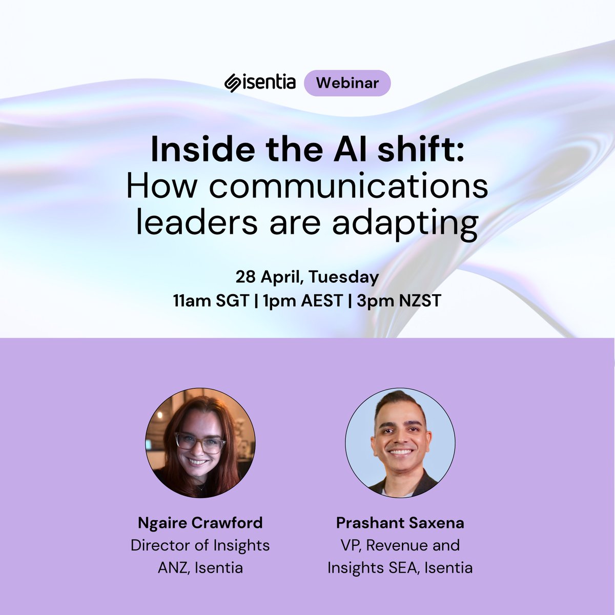isentia's tweet photo. AI is already shaping your organisation's reputation. Are you managing it — or reacting to it? 

Join Isentia's Prashant Saxena and Ngaire Crawford on 28 April to explore how comms leaders are adapting in real time. 

🔗Register here: https://t.co/bFNDIpL3mF https://t.co/np0qfD1uN8