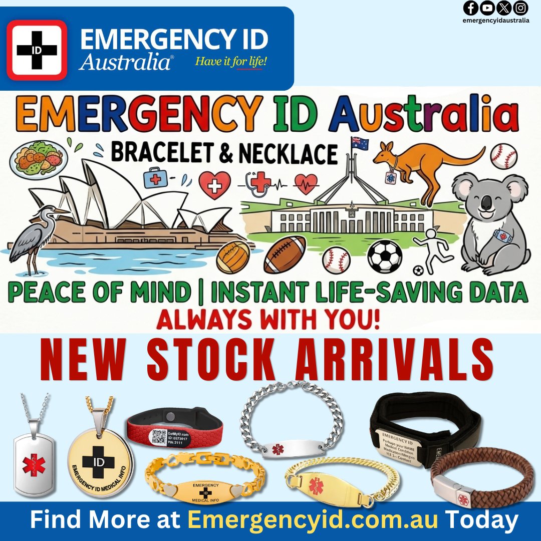 EmergencyIDAust's tweet image. Stay safe, prepared, and protected with premium medical ID bracelets and necklaces from Emergency ID Australia. Designed to provide instant life-saving medical information when it matters most.

emergencyid.com.au/product-catego…
emergencyid.com.au/product-catego…

#medicalalert #emergencyid
